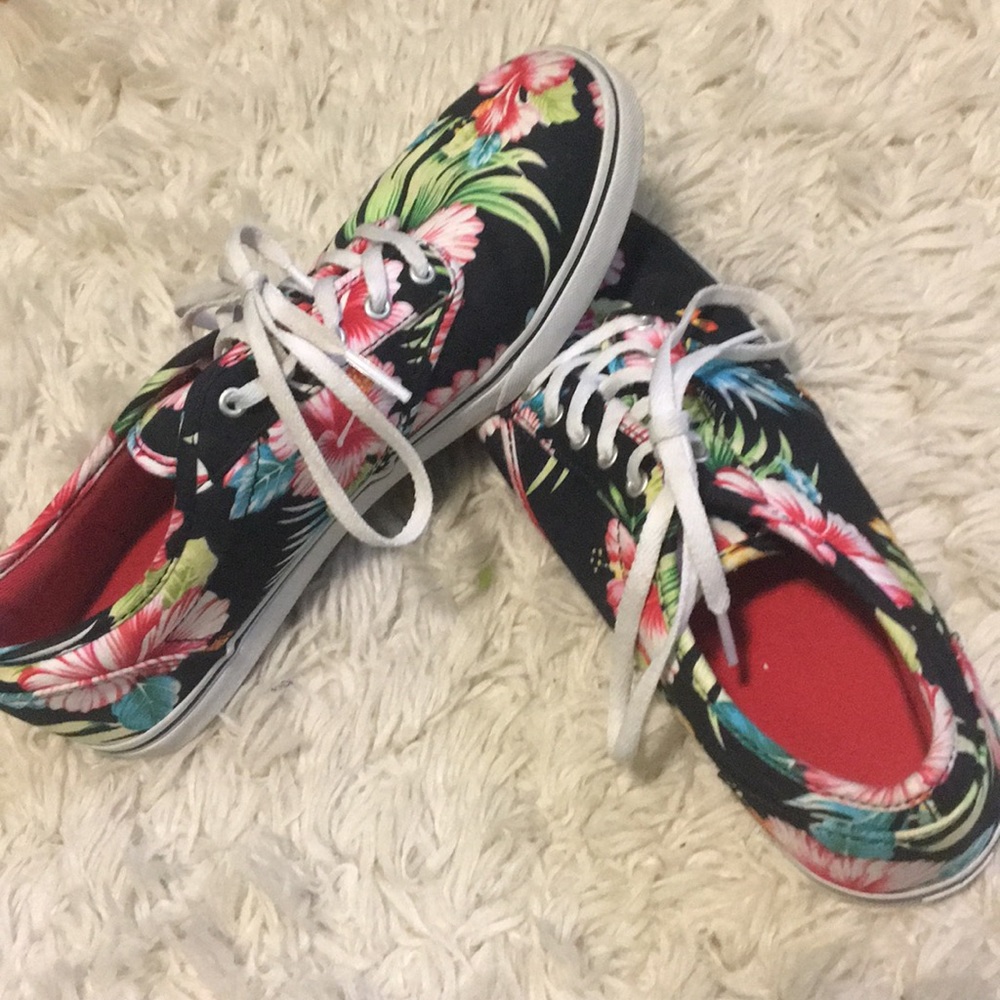 Tropical print floral vans